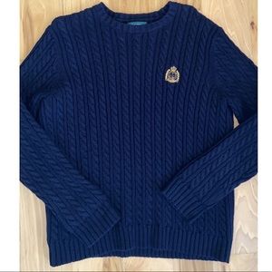 Navy Ralph Lauren Crew Neck Cable Knit Sweater
